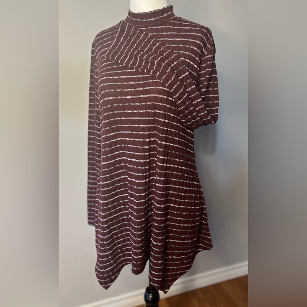 LOGO Lori Goldstein Comfortable Striped Turtleneck w/ Uneven Bottom: Stylish!!